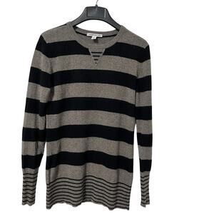 Autumn Cashmere Crew Neck Stripe Soft Sweater Size L Stripe Preppy Quiet Luxury